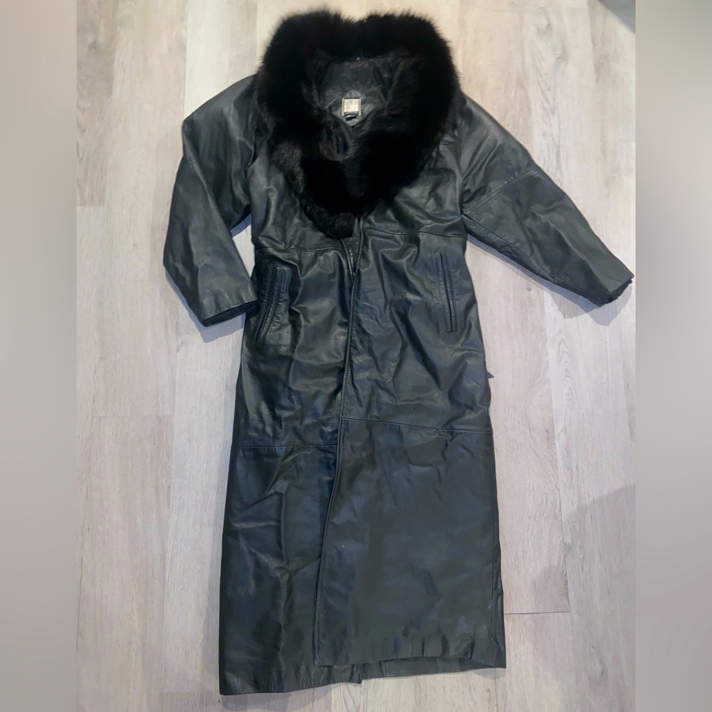 GREG BELL Fox fur leather trench